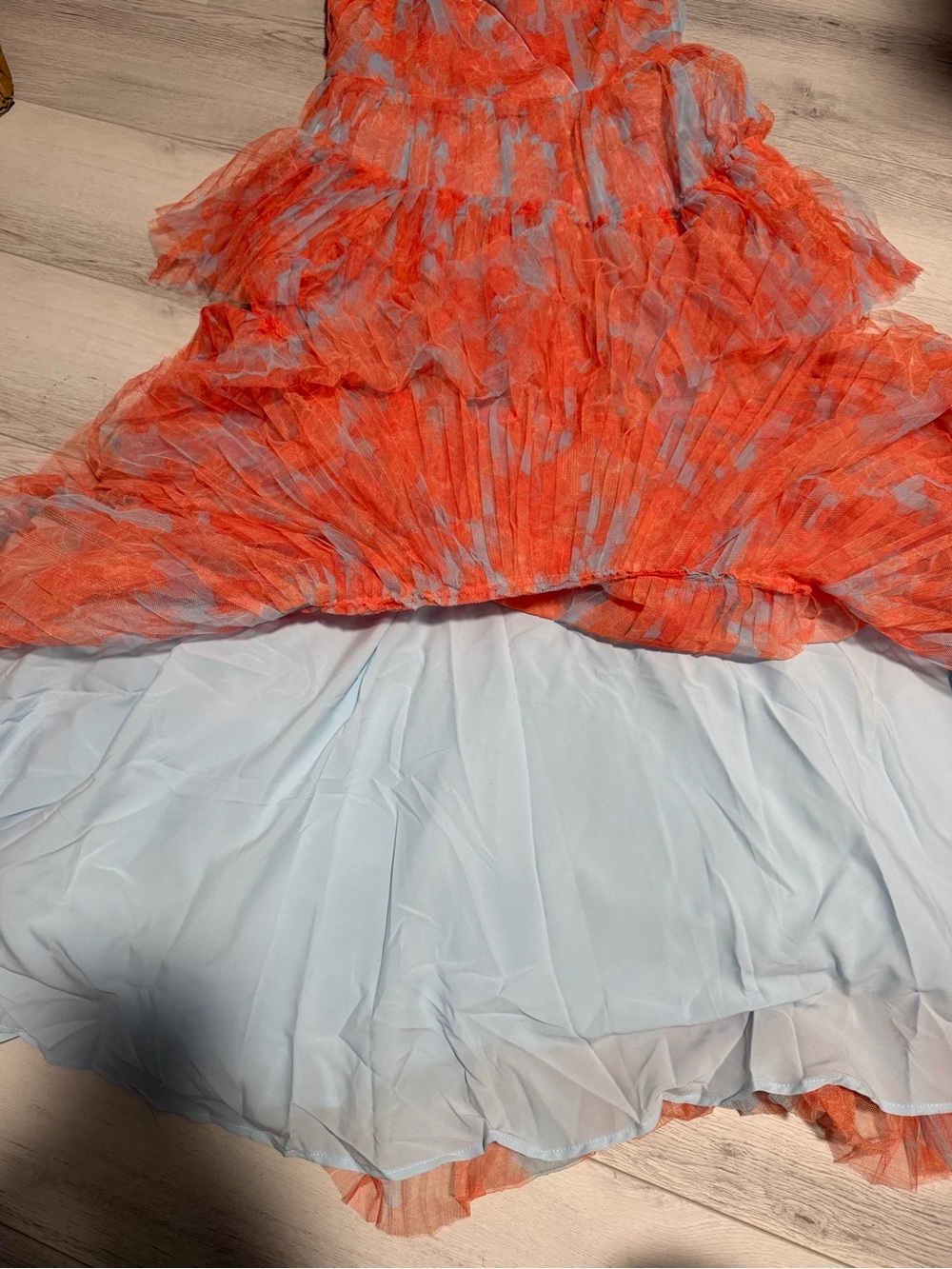 Hutch Coral and Light Blue Tiered Maxi Dress - Picture 2 of 3